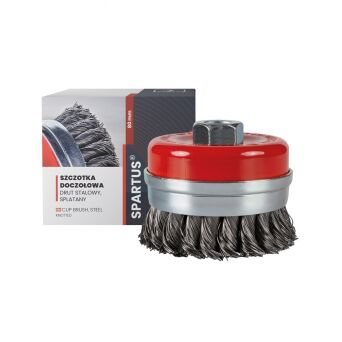 Szczotka doczołowa fi 80mm, drut stalowy splatany 0,5mm, gwint M14