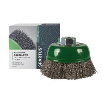 Szczotka doczołowa fi 100mm, drut nierdzewny falisty 0,3mm, gwint M14