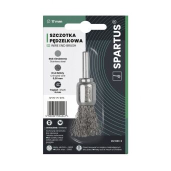 Szczotka pędzelkowa fi 17mm, drut nierdzewny falisty 0,3mm, trzpień 6mm