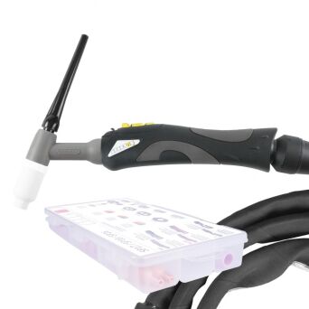 Uchwyt ręczny TIG 18SC 8m, seria SPARTUS Pro, 4B, pakiet X, z przyłączem SPARTUS®