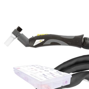 Uchwyt ręczny TIG 250RA (główka 9-90R) 8m, seria SPARTUS Pro, mini 4B, pakiet X, z przyłączem SPARTUS®